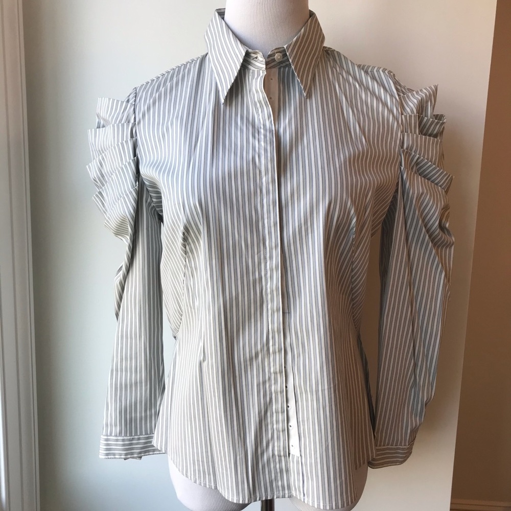 Gossip Structural Sleeve Blouse Green and Grey